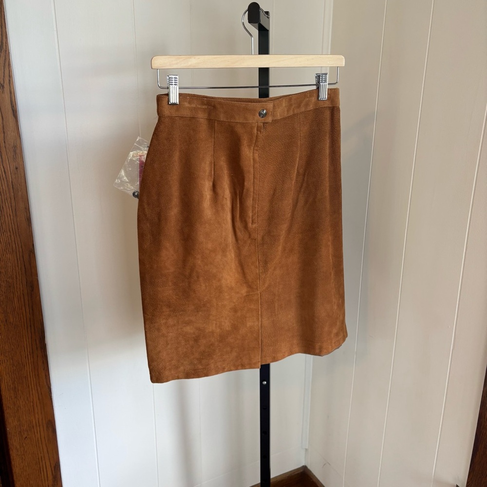 Cayenne Leather Women’s 12 Brown Boho Western Skirt 28x22 NWT Vintage Deadstock - Picture 3 of 16